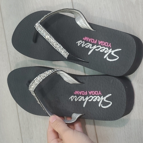 Skechers Womens Vinyasa Y2K Platform Rhinestone Sandals shoes sz 7 - Picture 9 of 11